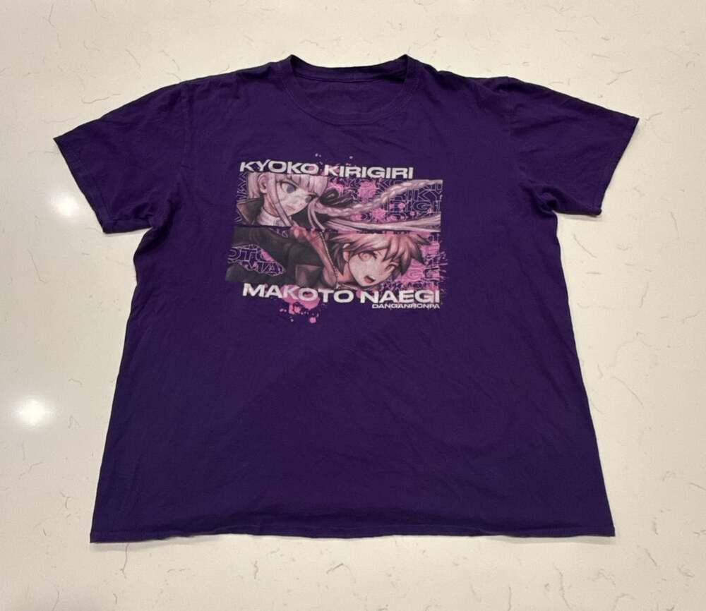 Danganronpa T-Shirt Size XL Purple Kyoko Kirigiri Makoto Naegi Anime